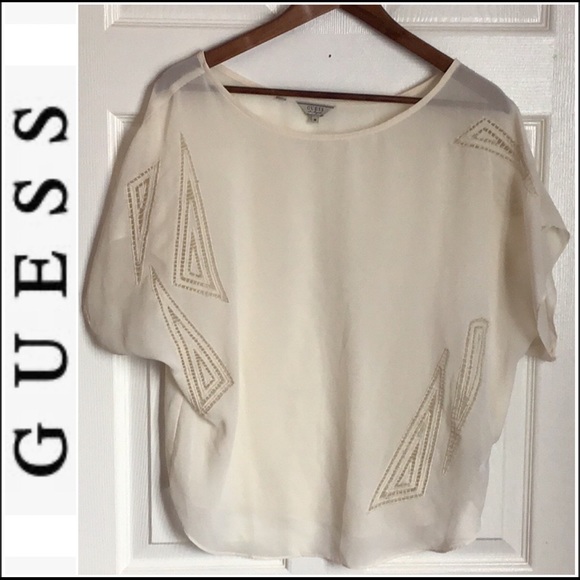 Guess Sheer Short Sleeve Blouse - Picture 1 of 4